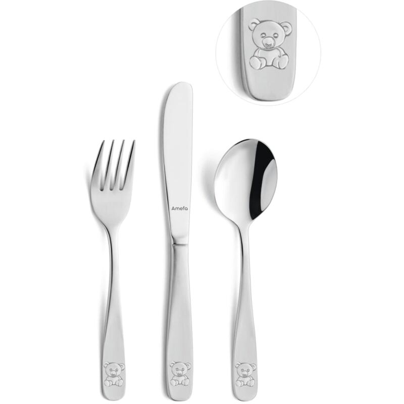 Juego de cubiertos infantil de 3 piezas Bear - Plateado - Amefa