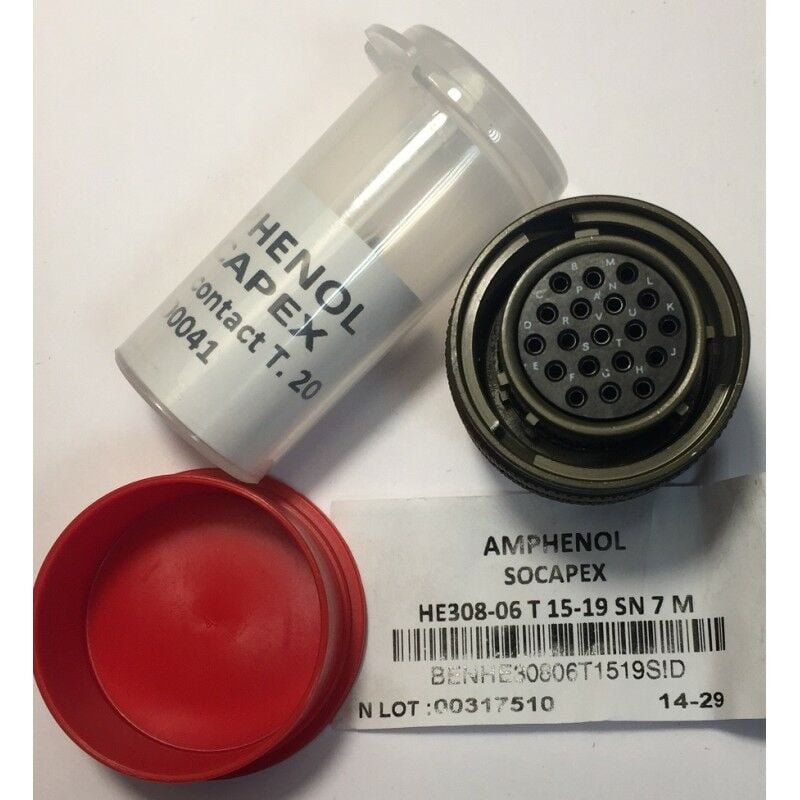 Amphenol Souriau circular HE308-06T15-19SN7M contacto a 19POS MIL. Mujer - MIL-DTL-38999
Amphenol Souriau circular HE308-06T15-19SN7M contacto a 19POS MIL. Mujer - MIL-DTL-38999