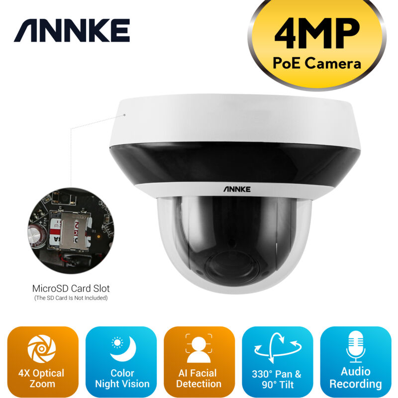 ANNKE 4MP Super HD PoE Network PTZ Cámara de seguridad IP con zoom óptico motorizado 4X de 2.8-12 mm H.265 + IK10 para vigilancia de negocios en el
ANNKE 4MP Super HD PoE Network PTZ Cámara de seguridad IP con zoom óptico motorizado 4X de 2.8-12 mm H.265 + IK10 para vigilancia de negocios en el