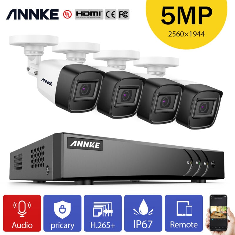 ANNKE 5MP H.265 System pro de la cámara DVR con conexión de cable de seguridad con cámaras de 5 megapíxeles para el hogar al aire libre Kits
ANNKE 5MP H.265 System pro de la cámara DVR con conexión de cable de seguridad con cámaras de 5 megapíxeles para el hogar al aire libre Kits