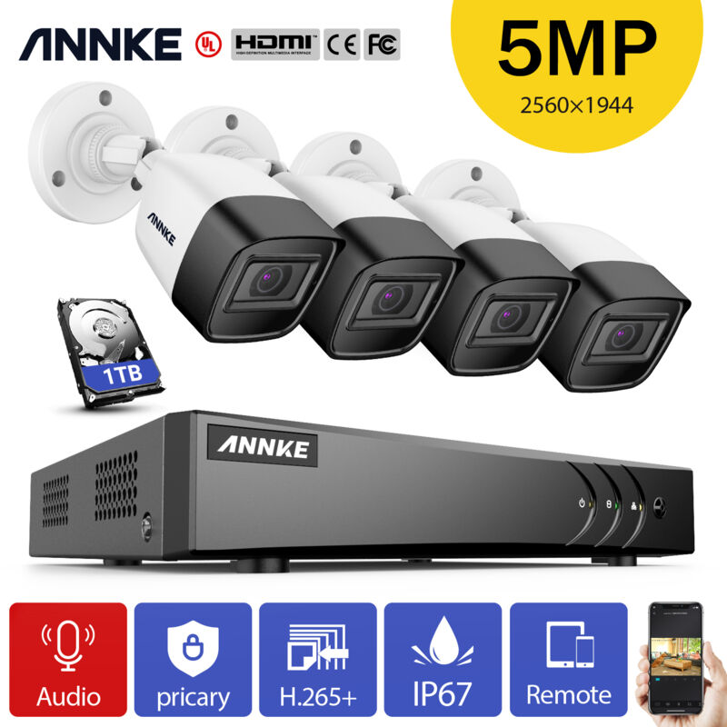 ANNKE 5MP H.265 System pro de la cámara DVR con conexión de cable de seguridad con cámaras de 5 megapíxeles para el hogar al aire libre Kits
ANNKE 5MP H.265 System pro de la cámara DVR con conexión de cable de seguridad con cámaras de 5 megapíxeles para el hogar al aire libre Kits