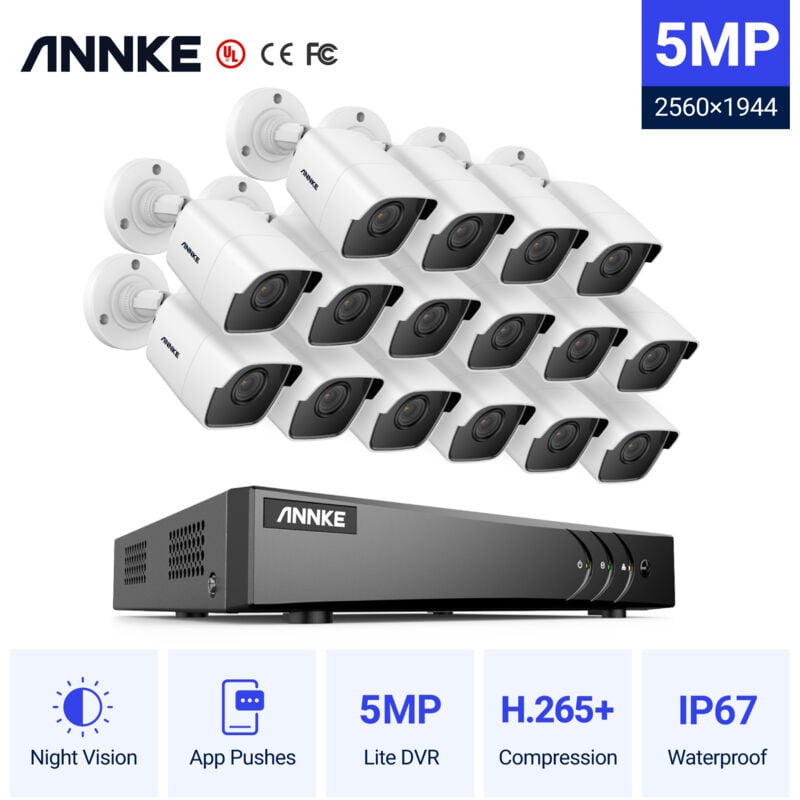 ANNKE Sistema de cámara de seguridad CCTV con cable DVR H.265 Pro de 16 canales y 5MP con cámaras de vigilancia HD de 5MP para videovigilancia al
ANNKE Sistema de cámara de seguridad CCTV con cable DVR H.265 Pro de 16 canales y 5MP con cámaras de vigilancia HD de 5MP para videovigilancia al