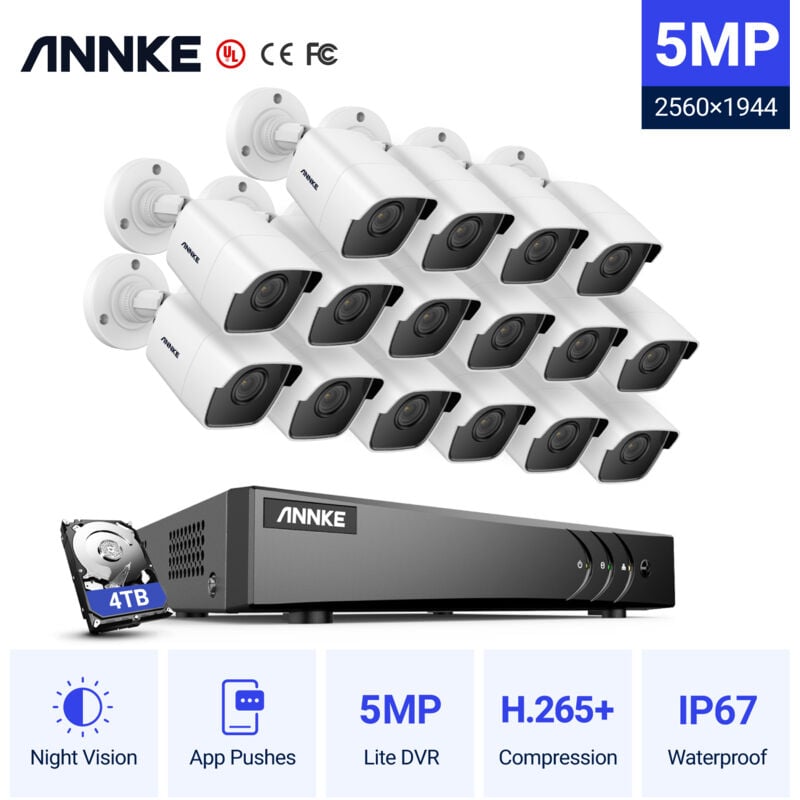 ANNKE Sistema de cámara de seguridad CCTV con cable DVR H.265 Pro de 16 canales y 5MP con cámaras de vigilancia HD de 5MP para videovigilancia al
ANNKE Sistema de cámara de seguridad CCTV con cable DVR H.265 Pro de 16 canales y 5MP con cámaras de vigilancia HD de 5MP para videovigilancia al