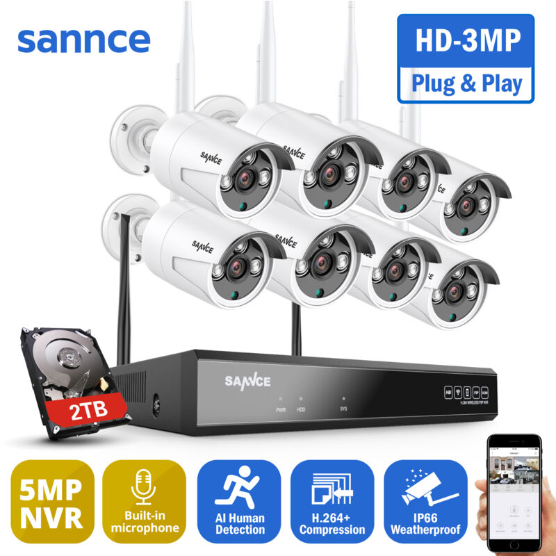 Sistema de cámara de seguridad NVR inalámbrica de 5MP con cámaras WiFi de 3MP Alertas de movimiento inteligente Micrófono incorporado AI Detección
Sistema de cámara de seguridad NVR inalámbrica de 5MP con cámaras WiFi de 3MP Alertas de movimiento inteligente Micrófono incorporado AI Detección