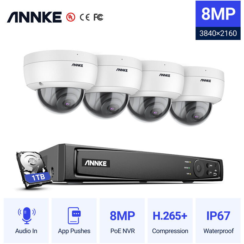 ANNKE Sistema de cámara de seguridad 8MP 4K Ultra HD PoE ONVIF NVR con codificación H.265 + 4K HD con cable para 4 cámaras exteriores interiores
ANNKE Sistema de cámara de seguridad 8MP 4K Ultra HD PoE ONVIF NVR con codificación H.265 + 4K HD con cable para 4 cámaras exteriores interiores
