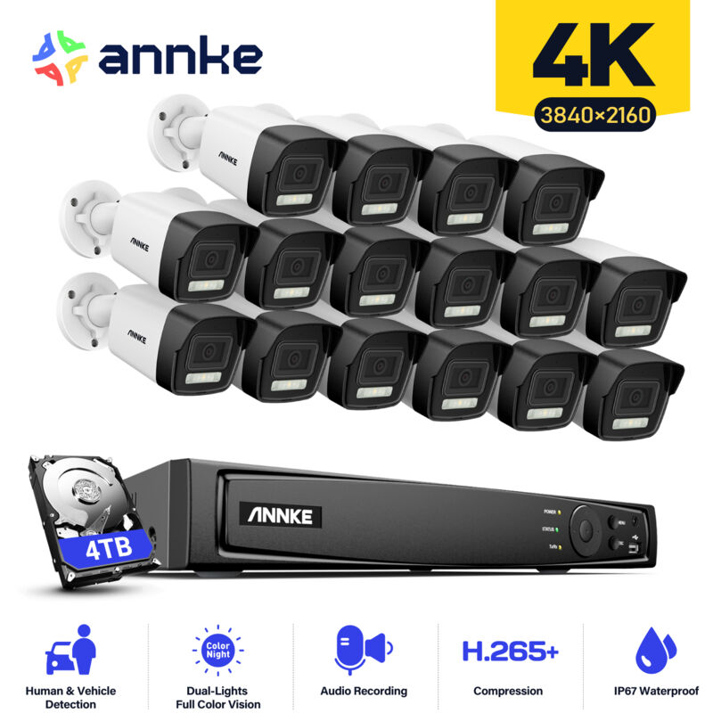 ANNKE Vigilancia 16K 4K Ultra HD PoE Sistema de seguridad de video en red 16CH 4K H.265 + NVR de vigilancia con 16 cámaras HD de alta definición de
ANNKE Vigilancia 16K 4K Ultra HD PoE Sistema de seguridad de video en red 16CH 4K H.265 + NVR de vigilancia con 16 cámaras HD de alta definición de