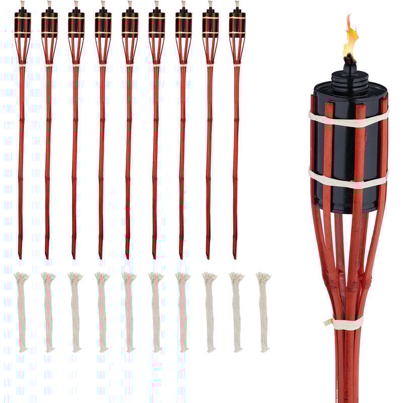 Antorchas Jardín, Kit 10, Bambú, Antorchas Aceite para Exterior, Mechas de Repuesto, 90 cm Alto, Color Rojo
Antorchas Jardín, Kit 10, Bambú, Antorchas Aceite para Exterior, Mechas de Repuesto, 90 cm Alto, Color Rojo