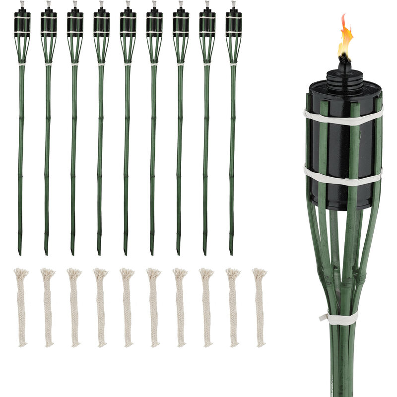 Antorchas Jardín, Kit 10, Bambú, Antorchas Aceite para Exterior, Mechas de Repuesto, 90 cm Alto, Color Verde
Antorchas Jardín, Kit 10, Bambú, Antorchas Aceite para Exterior, Mechas de Repuesto, 90 cm Alto, Color Verde