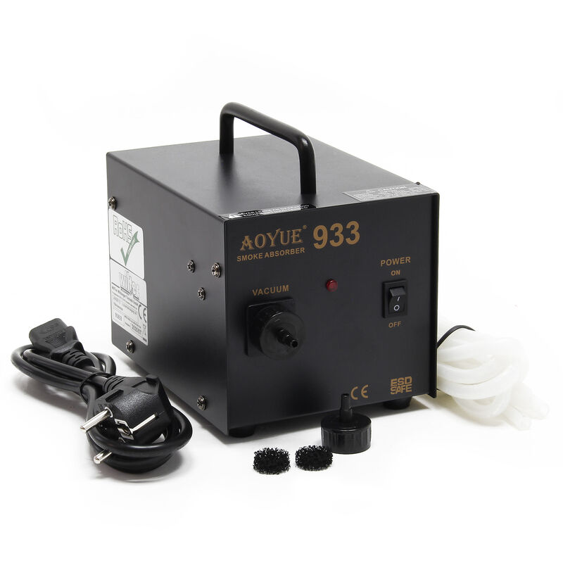 933 - Extractor humos de soldadura con elementos filtrantes para estación de soldadura - Aoyue
933 - Extractor humos de soldadura con elementos filtrantes para estación de soldadura - Aoyue