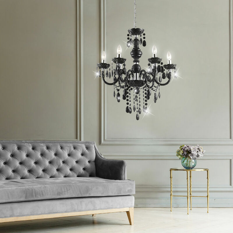 Araña de metal lámpara colgante dormitorio cromo lámpara colgante 5 llamas cromo, acrílico decoración negro, 6x E14, FxH 57x166 cm
Araña de metal lámpara colgante dormitorio cromo lámpara colgante 5 llamas cromo, acrílico decoración negro, 6x E14, FxH 57x166 cm