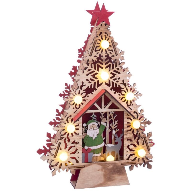 Arbolito de Navidad casa de Papá Noel rojo y natural con luz de madera de 24x34x6 cm
Arbolito de Navidad casa de Papá Noel rojo y natural con luz de madera de 24x34x6 cm