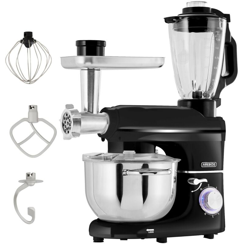 1500W Procesador alimentos 3en1 Batidora pie Máquina pasta Picadora 5,5L - Negro - Arebos
1500W Procesador alimentos 3en1 Batidora pie Máquina pasta Picadora 5,5L - Negro - Arebos