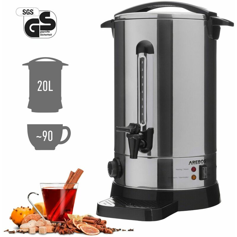 Dispensador de Bebidas Calientes 20 L Máquina de Vino Caliente 1650 W - plata - Arebos
Dispensador de Bebidas Calientes 20 L Máquina de Vino Caliente 1650 W - plata - Arebos