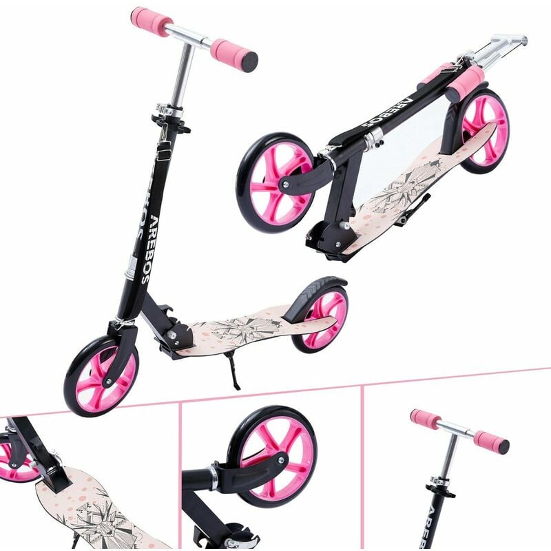 Patinete | correa de transporte | superficie antideslizante | altura regulable | freno de pie | máx. 100 kg - rosa - Arebos
Patinete | correa de transporte | superficie antideslizante | altura regulable | freno de pie | máx. 100 kg - rosa - Arebos