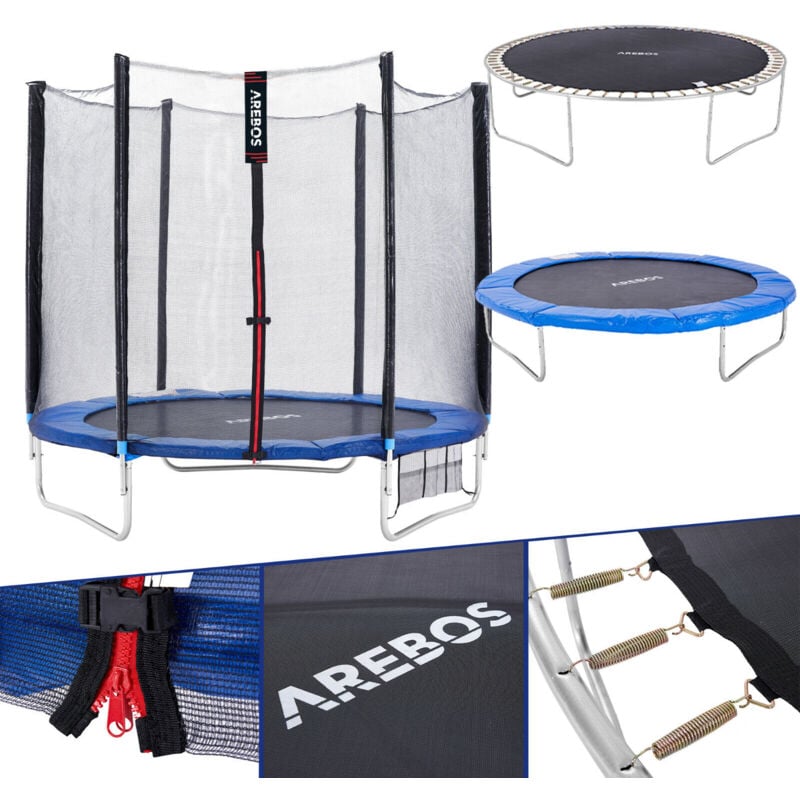 AREBOS Trampolín de Jardín 244 cm 8 ft Cama elástica con red de seguridad y escalera - azul
AREBOS Trampolín de Jardín 244 cm 8 ft Cama elástica con red de seguridad y escalera - azul