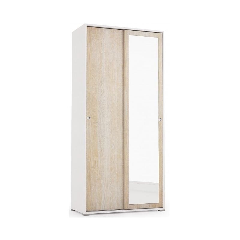 Armario 90xH195 cm Blanco Ceniza y Roble con dos puertas corredizas y espejo | Roble claro/blanco
Armario 90xH195 cm Blanco Ceniza y Roble con dos puertas corredizas y espejo | Roble claro/blanco