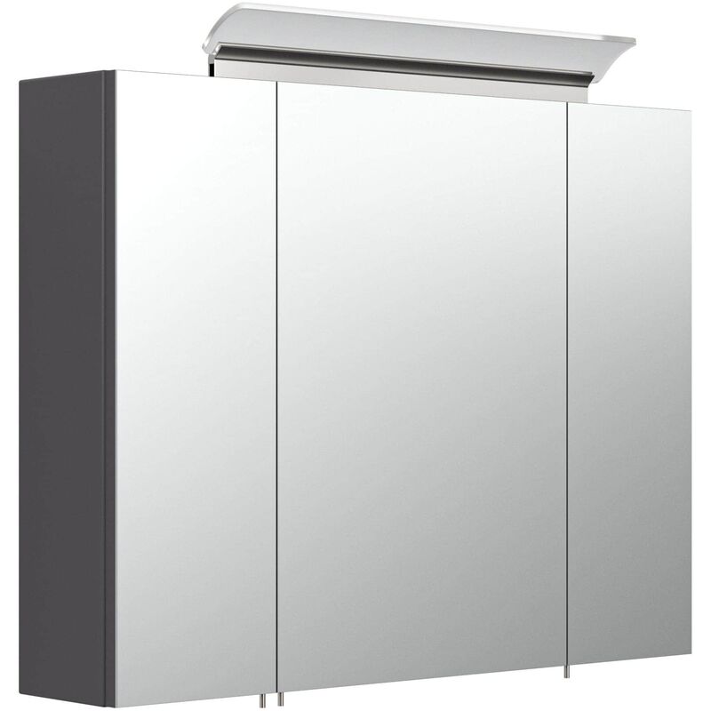 Emotion - Armario con espejo 80cm Incl. Lámpara LED y estantes de cristal Antracita satin.
Emotion - Armario con espejo 80cm Incl. Lámpara LED y estantes de cristal Antracita satin.