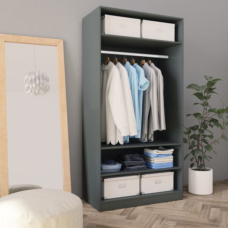 Happyshopping - Armario de aglomerado gris 100x50x200 cm