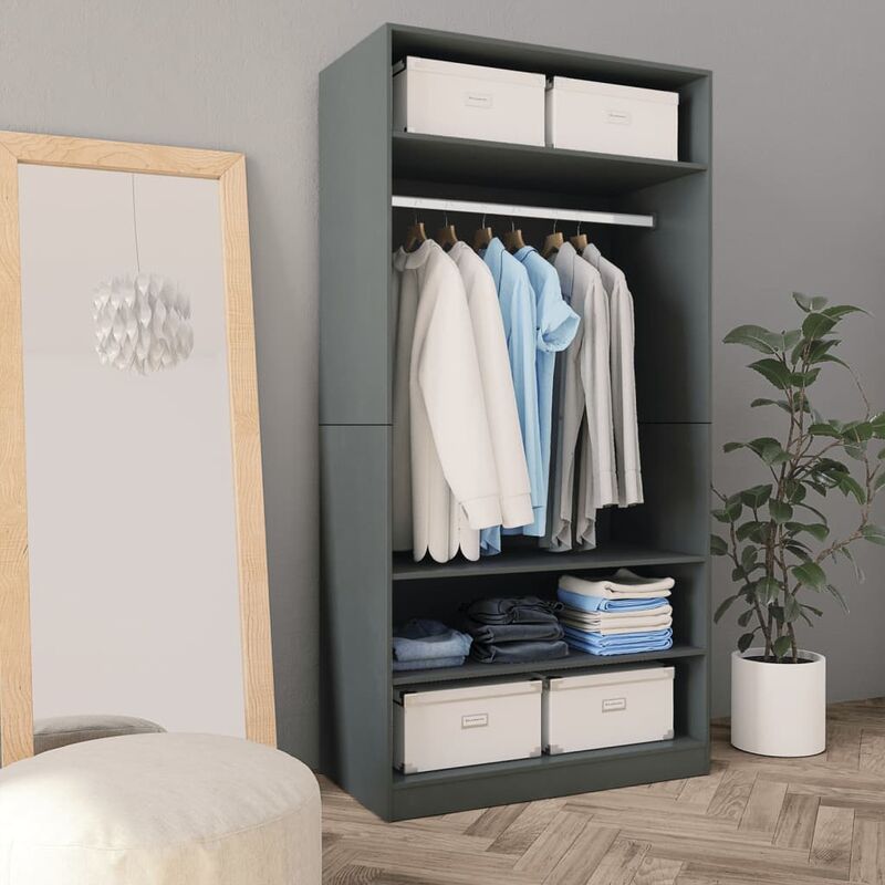 Armario de aglomerado gris 100x50x200 cm - Gris