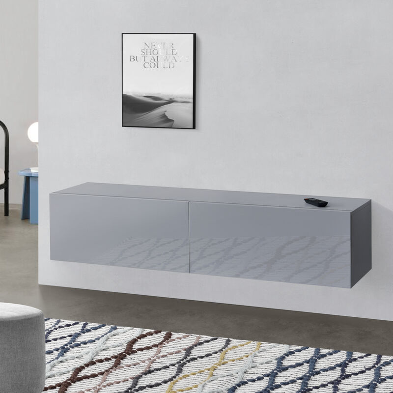 Armario de pared Evaton - Mueble de TV de pared - 140 x 33 x 30 cm - Mesa de centro flotante - Consola de pared - Gris claro Alto brillo
Armario de pared Evaton - Mueble de TV de pared - 140 x 33 x 30 cm - Mesa de centro flotante - Consola de pared - Gris claro Alto brillo