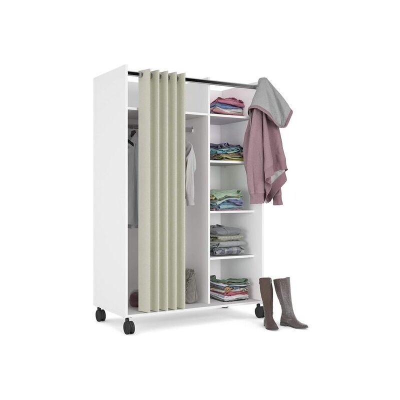 Armario-Vestidor 100x160H cm Blanco mate con Cortina y cuatro estantes regulables | Blanco
Armario-Vestidor 100x160H cm Blanco mate con Cortina y cuatro estantes regulables | Blanco