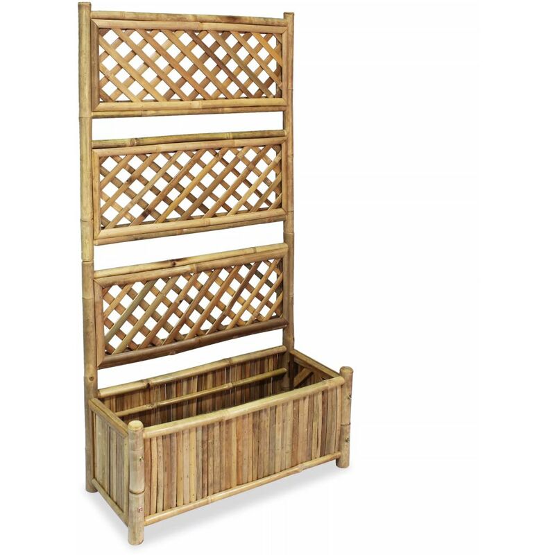 Arriate de jardin con enrejado de bambu 70 cm