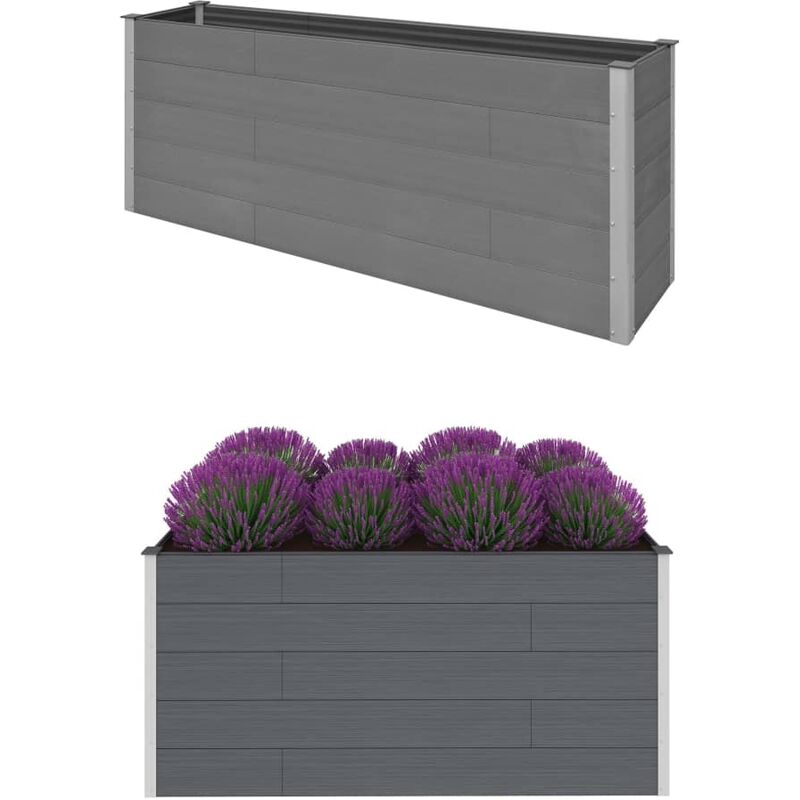 Arriate de WPC gris 200x50x91 cm