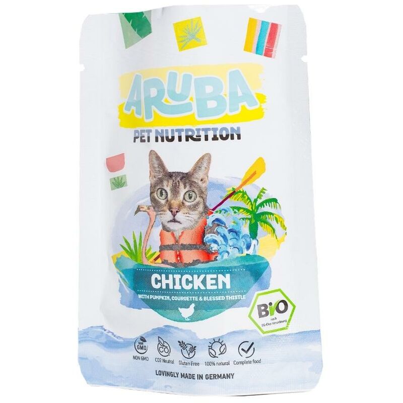 ARUBA Pollo orgánico con calabaza, calabacín y cardo bendito Comida húmeda gatos 10 x 70gr
ARUBA Pollo orgánico con calabaza, calabacín y cardo bendito Comida húmeda gatos 10 x 70gr