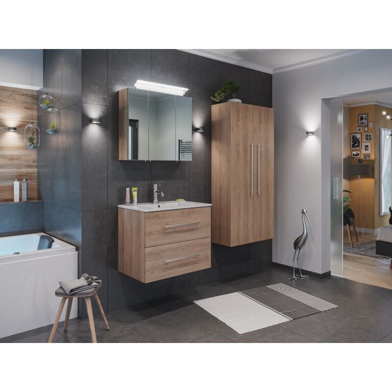 Emotion - Set de mueble de baño Firenze 70(4 part./C) Roble claro y armario espejo
Emotion - Set de mueble de baño Firenze 70(4 part./C) Roble claro y armario espejo