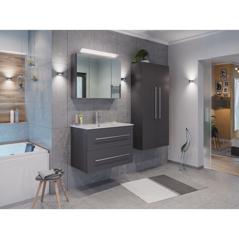 Set de mueble de baño Firenze 80 (4 part./C) Antracita satinado y armario espejo
Set de mueble de baño Firenze 80 (4 part./C) Antracita satinado y armario espejo