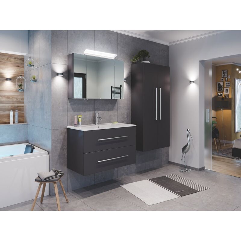 Set de mueble de baño Firenze 90 (4 part./C) Antracita satinado y armario espejo
Set de mueble de baño Firenze 90 (4 part./C) Antracita satinado y armario espejo