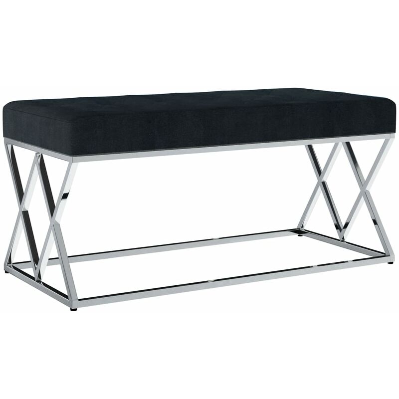 Banco de acero inoxidable y terciopelo negro 97 cm 
Banco de acero inoxidable y terciopelo negro 97 cm