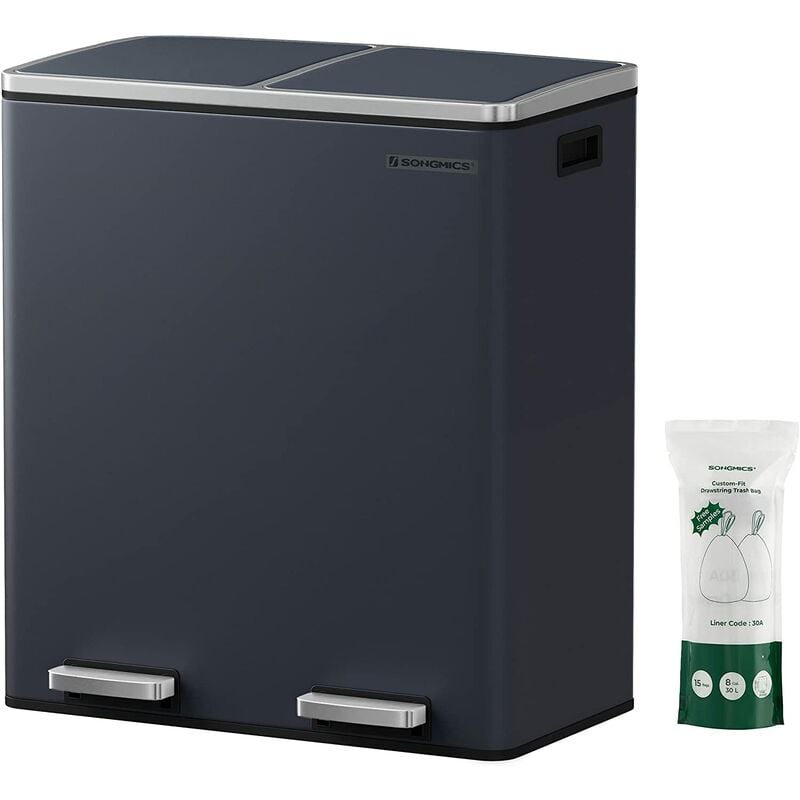 Songmics - Basurero con 2 Compartimientos de 30L, Basurero de Reciclaje con Pedales de Metal, Cubos Interiores de Plástico y Tapa con Bisagras,
Songmics - Basurero con 2 Compartimientos de 30L, Basurero de Reciclaje con Pedales de Metal, Cubos Interiores de Plástico y Tapa con Bisagras,
