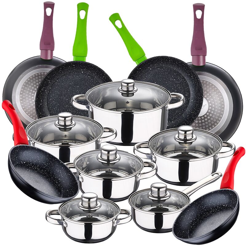 Bateria de cocina 12 piezas Cassel en acero inoxidable con juego de sartenes (18/20/22/24/26/28 cm) Jolie en aluminio forjado - San Ignacio
Bateria de cocina 12 piezas Cassel en acero inoxidable con juego de sartenes (18/20/22/24/26/28 cm) Jolie en aluminio forjado - San Ignacio
