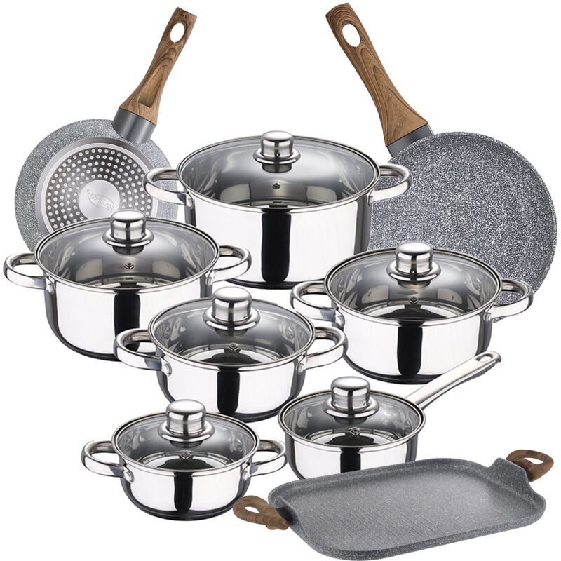 Bateria de cocina 12 piezas SAN IGNACIO Cassel en acero inoxidable con juego de sartenes (18/26 cm) y grill 35,5x28,3 cm SAN IGNACIO Daimiel en
Bateria de cocina 12 piezas SAN IGNACIO Cassel en acero inoxidable con juego de sartenes (18/26 cm) y grill 35,5x28,3 cm SAN IGNACIO Daimiel en
