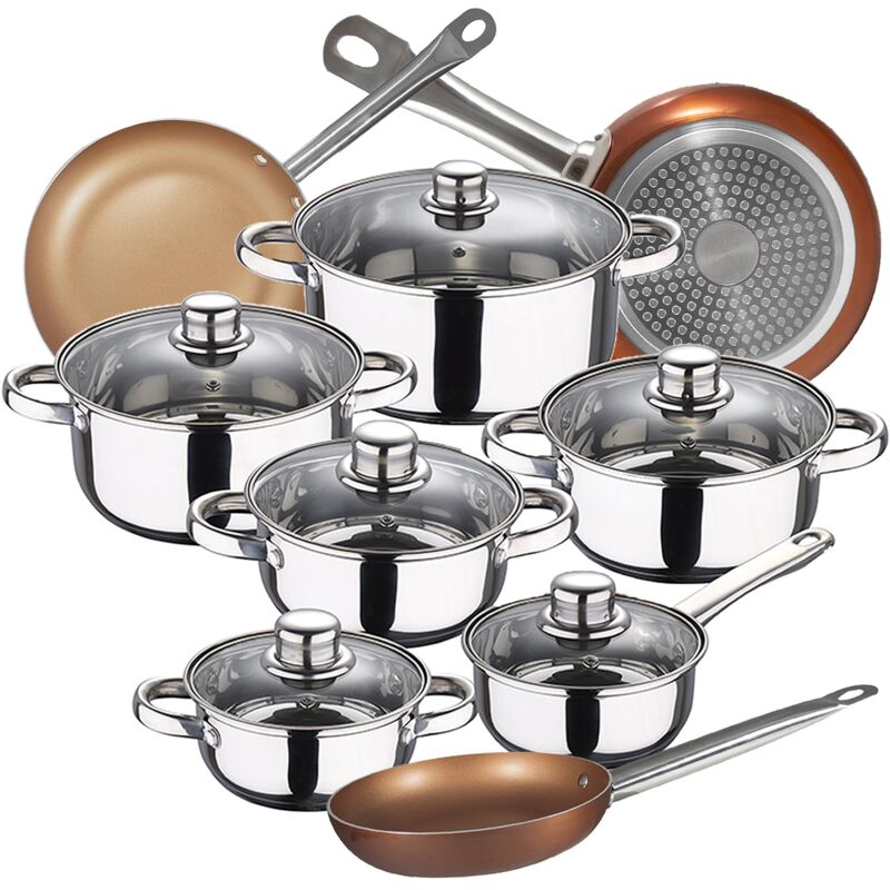 Bateria de cocina 12 piezas Cassel en acero inoxidable con juego de sartenes (20/24/28 cm) BERGNER Professional Chef Copper Plus en aluminio prensado
Bateria de cocina 12 piezas Cassel en acero inoxidable con juego de sartenes (20/24/28 cm) BERGNER Professional Chef Copper Plus en aluminio prensado
