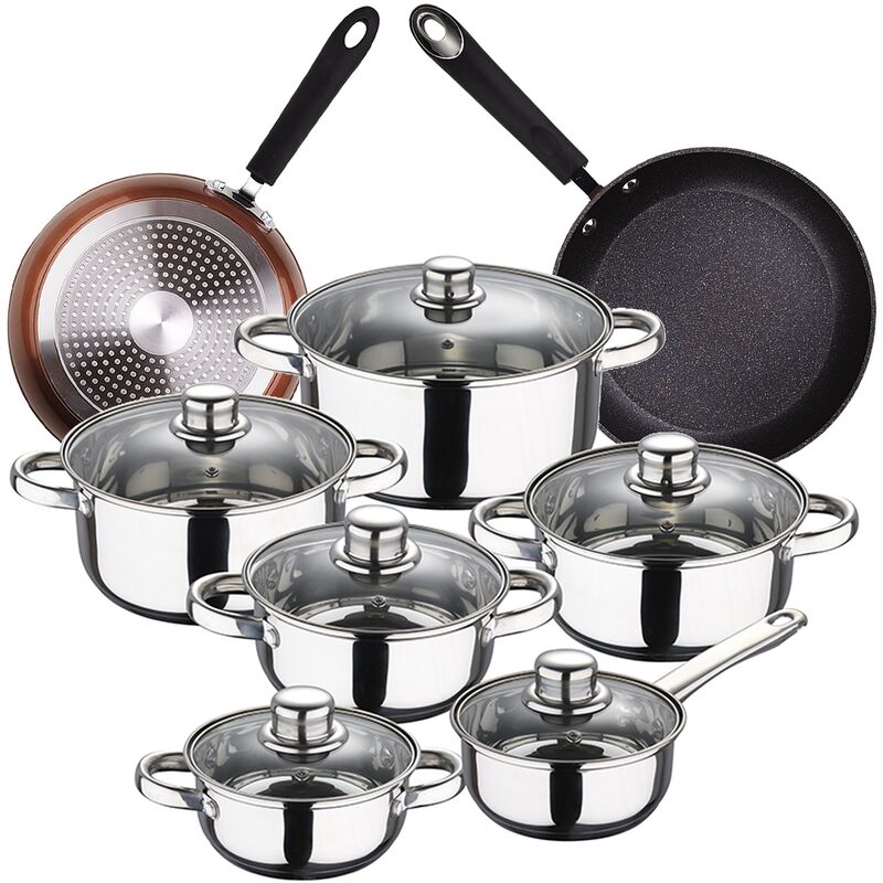 Bateria de cocina 12 piezas Cassel en acero inoxidable con juego de sartenes (20/24 cm) Moma en aluminio forjado - San Ignacio
Bateria de cocina 12 piezas Cassel en acero inoxidable con juego de sartenes (20/24 cm) Moma en aluminio forjado - San Ignacio