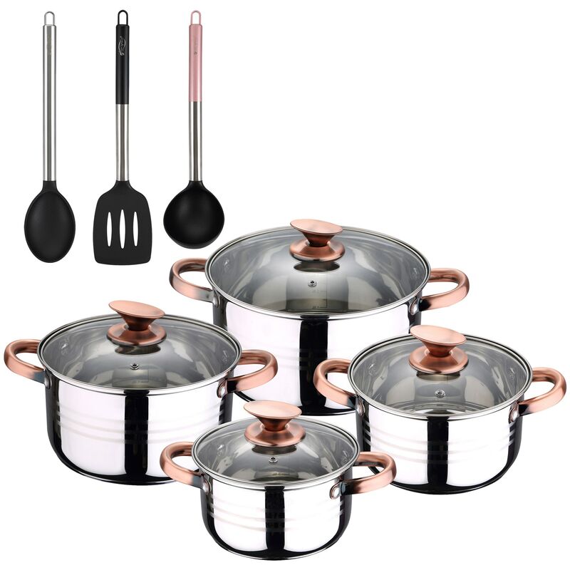 Bateria de cocina 8 piezas apta para induccion Altea en acero inoxidable con set de 3 utensilios de cocina en nylon - San Ignacio
Bateria de cocina 8 piezas apta para induccion Altea en acero inoxidable con set de 3 utensilios de cocina en nylon - San Ignacio