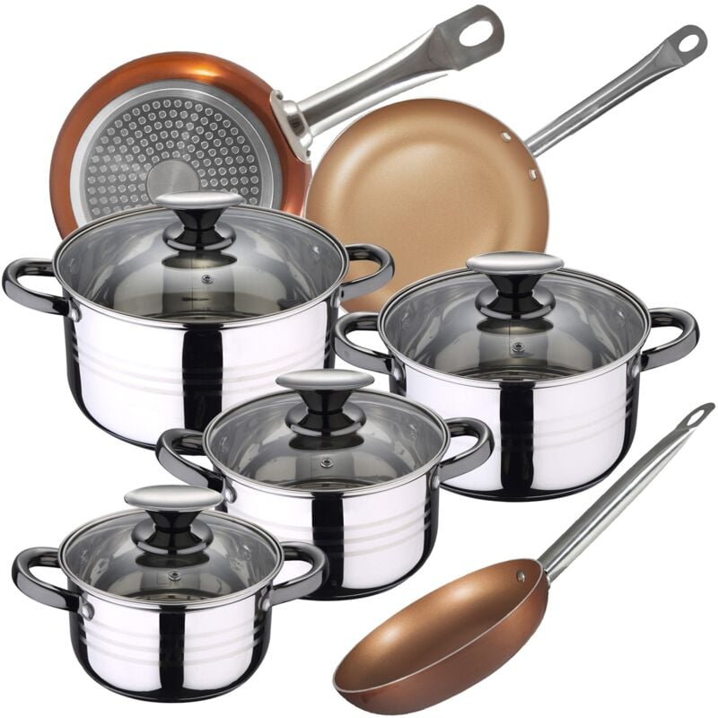 Bateria de cocina 8 piezas SAN IGNACIO Dina de acero inoxidable con juego de sartenes (20/24/28 cm) BERGNER Professional Chef Copper Plus en aluminio
Bateria de cocina 8 piezas SAN IGNACIO Dina de acero inoxidable con juego de sartenes (20/24/28 cm) BERGNER Professional Chef Copper Plus en aluminio