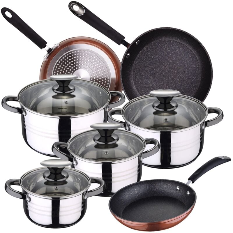 Bateria de cocina 8 piezas SAN IGNACIO Dina de acero inoxidable con juego de sartenes (20/24/28 cm) SAN IGNACIO Moma en alumino forjado
Bateria de cocina 8 piezas SAN IGNACIO Dina de acero inoxidable con juego de sartenes (20/24/28 cm) SAN IGNACIO Moma en alumino forjado