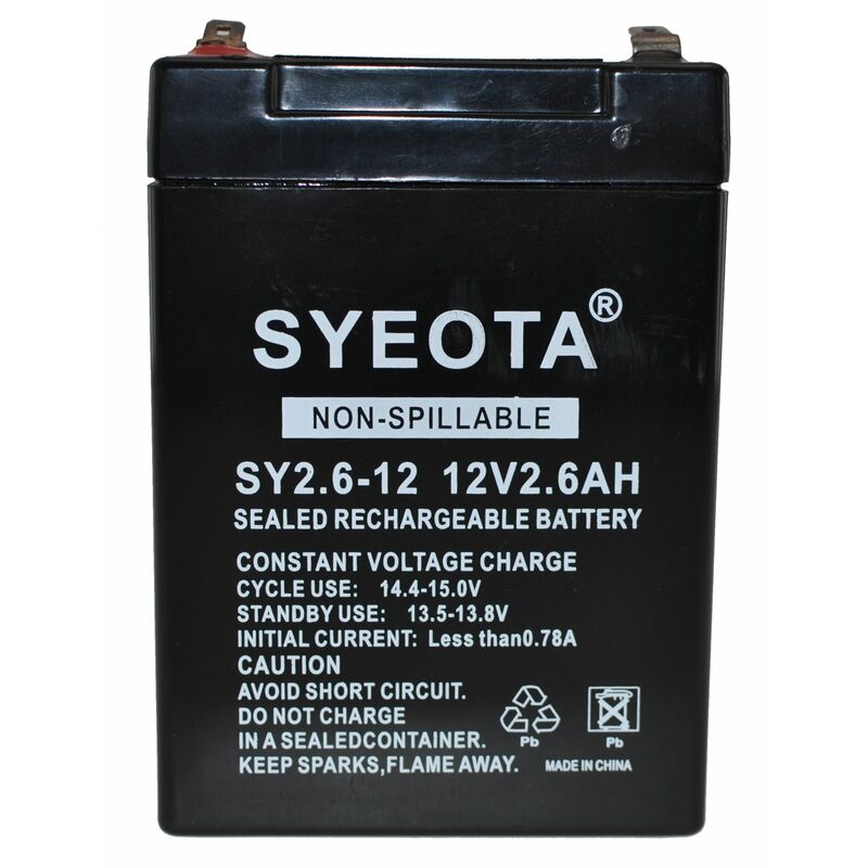 Songyuan - BATERIA PLOMO RECARGABLE 12V / 2.6Ah SY2.6-12,, ALARMAS, balanzas, jugetes
Songyuan - BATERIA PLOMO RECARGABLE 12V / 2.6Ah SY2.6-12,, ALARMAS, balanzas, jugetes