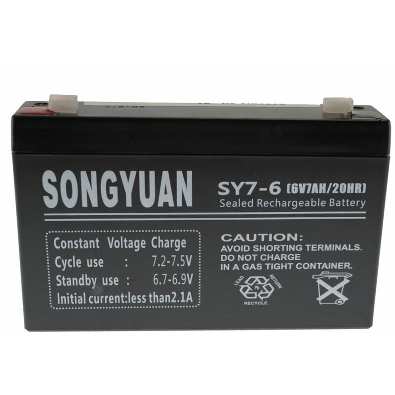 Songyuan - Bateria plomo sellada recargable 6V / 7Ah REF SY7-6 NP7-6 MP7-6 LC-R067R2P alarmas, UPS
Songyuan - Bateria plomo sellada recargable 6V / 7Ah REF SY7-6 NP7-6 MP7-6 LC-R067R2P alarmas, UPS