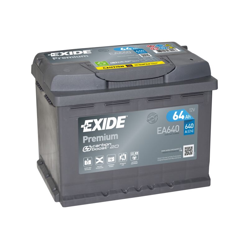 BATTERIE EXIDE PREMIUM L2 12V 64AH 640A 242X175X190 D EA640