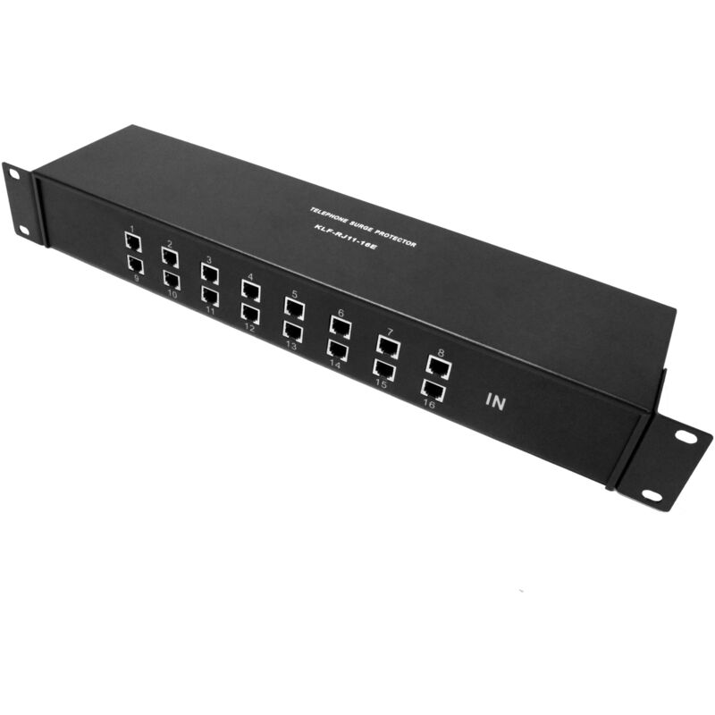 Protector de sobretensión teléfono RJ11 RJ12 10KA 110V 16-puerto 4-pin rack 19' - Bematik
Protector de sobretensión teléfono RJ11 RJ12 10KA 110V 16-puerto 4-pin rack 19' - Bematik