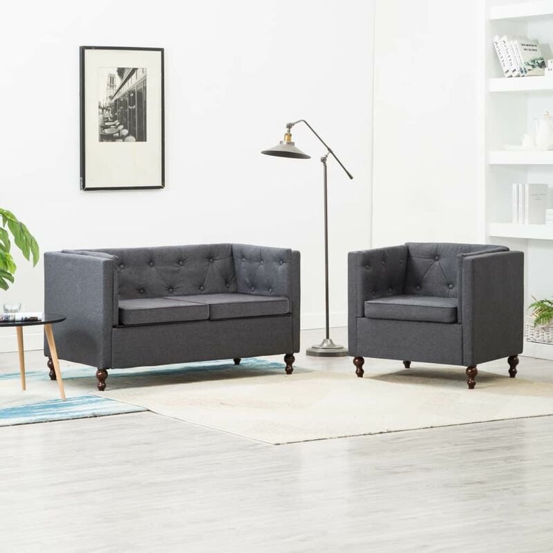 Rogal Home&Deco Set de sofás Chesterfield 2 piezas tapizado de tela gris oscuro
Rogal Home&Deco Set de sofás Chesterfield 2 piezas tapizado de tela gris oscuro