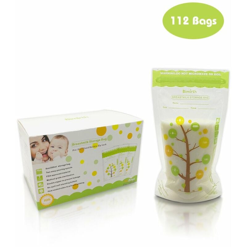 112 PCS Bolsas frescas de almacenamiento de leche materna 200 ml de capacidad Material seguro Bolsa de almacenamiento y congelacion de leche sin BPA
112 PCS Bolsas frescas de almacenamiento de leche materna 200 ml de capacidad Material seguro Bolsa de almacenamiento y congelacion de leche sin BPA