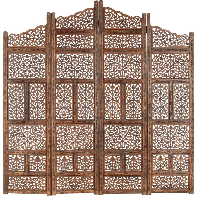 Biombo 4 paneles tallado a mano madera mango marrón 160x165 cm
Biombo 4 paneles tallado a mano madera mango marrón 160x165 cm
