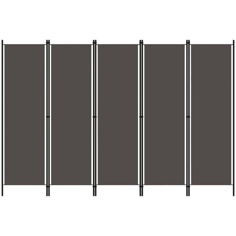 Biombo divisor de 5 paneles gris antracita 250x180 cm