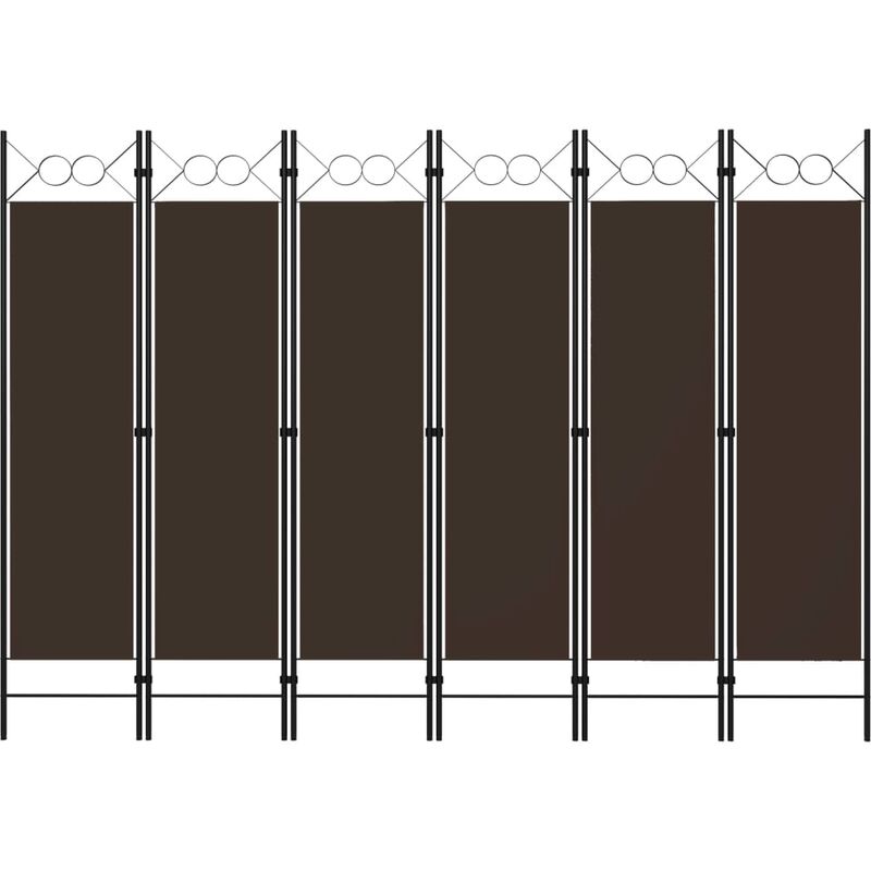 Biombo divisor de 6 paneles marrón 240x180 cm - Marrón