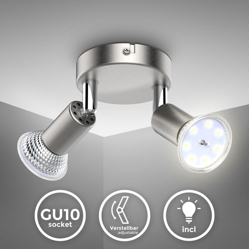 I Focos LED I 2 llamas giratorias I luz de techo I color de luz blanco cálido I iluminante incl. I Ø11cm - B.k.licht
I Focos LED I 2 llamas giratorias I luz de techo I color de luz blanco cálido I iluminante incl. I Ø11cm - B.k.licht
